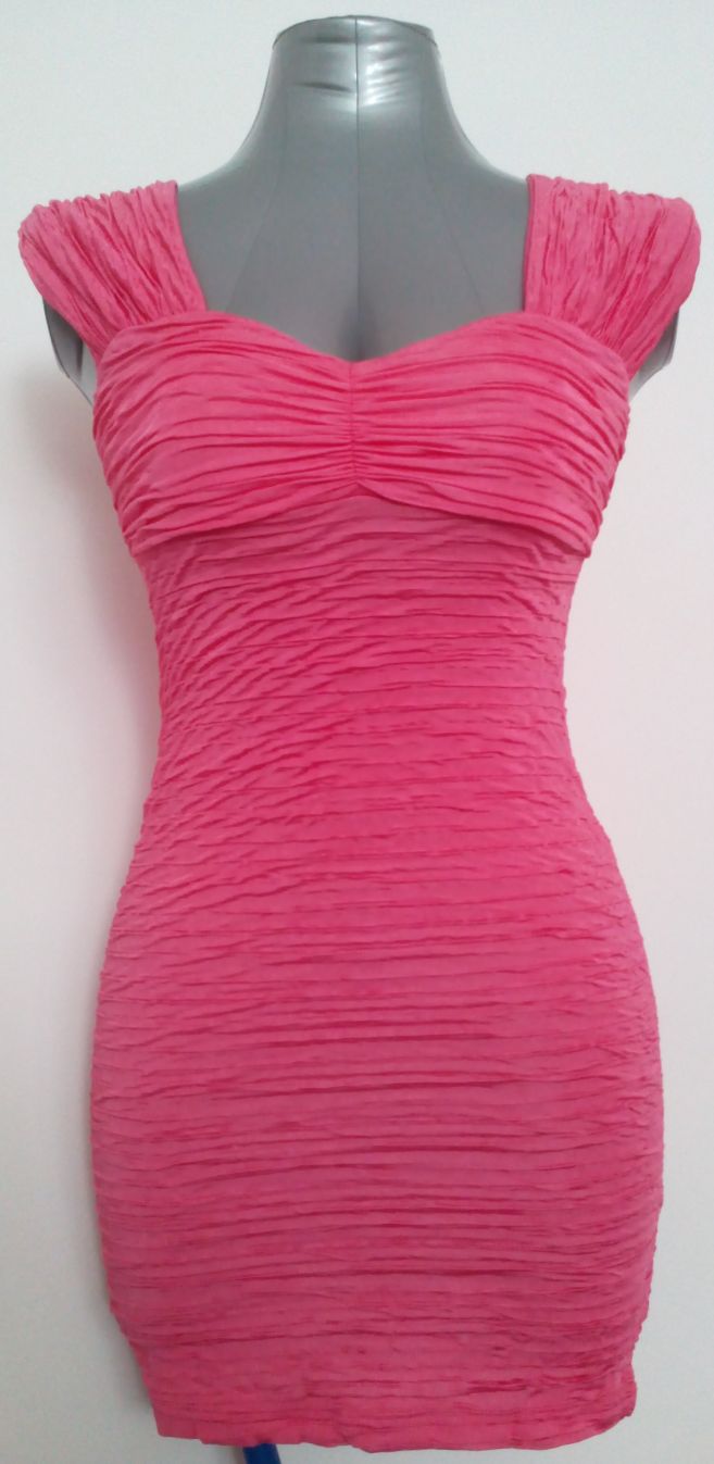 River Island Hot Pink Sleeveless Ruched Ripple Bandage Bodycon Mini Dress