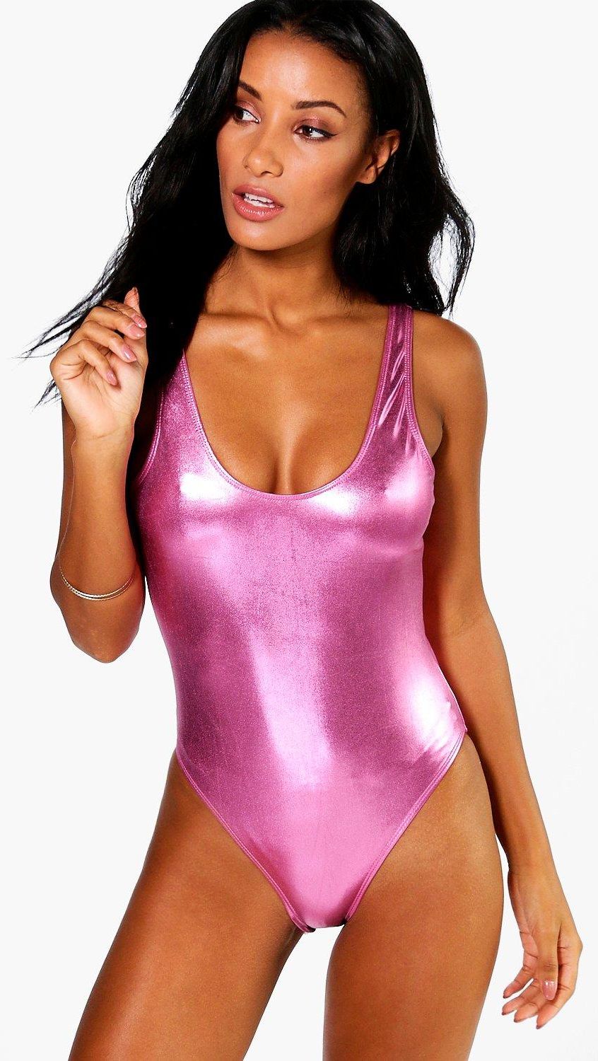 Palma Pink Metalic Scoop Back Swimsuit