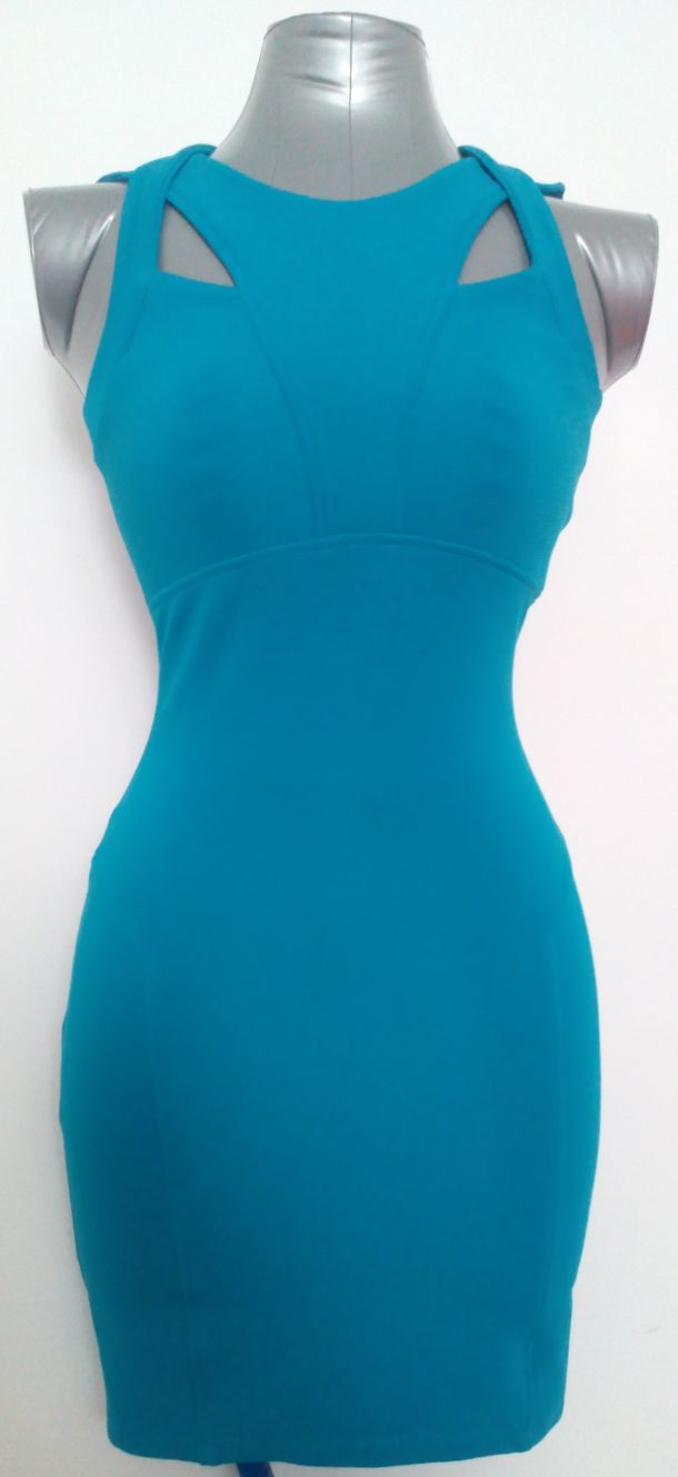 ASOS Love Label Blue Sleeveless Zipper Back Bandage Bodycon Office Mini Dress