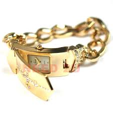 Fancy Diamante Gold Cross Cover Lady Bracelet Watch