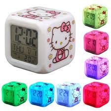 Hello Kitty Digital Alarm Clock with changeable 7 background color