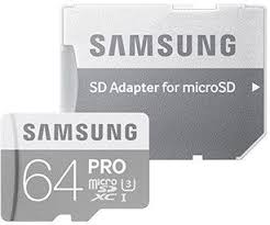 Samsung » Samsung Pro micro SDXC 64 GB (Class 10, UHS-I Grade U3, read 90 MB/s, write 80 MB/s) memory card for 4K UHD video with SD adapter